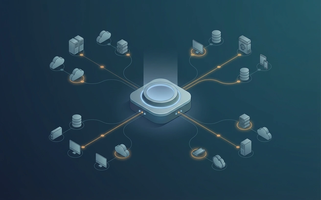 ASM の運用ハブから KPI、対応票、定例レビュー、再確認がつながるイメージ