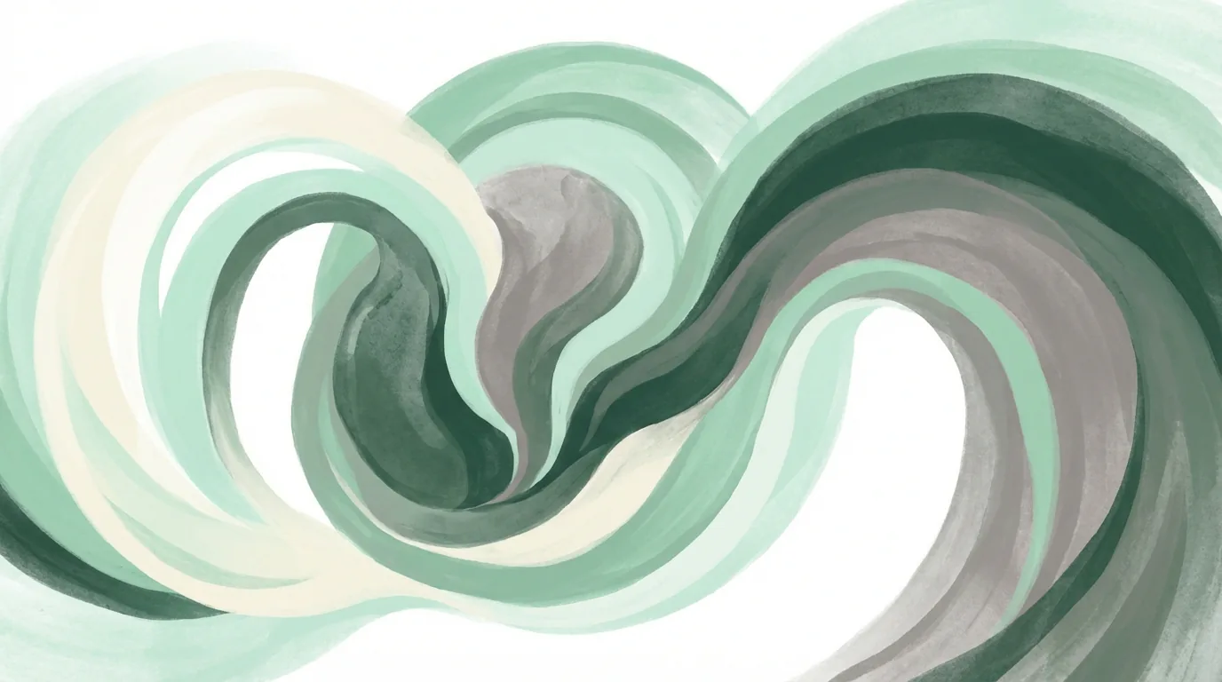 中心の budget core を複数の緩やかな弧が囲み、usage と review が一つの流れになる抽象図