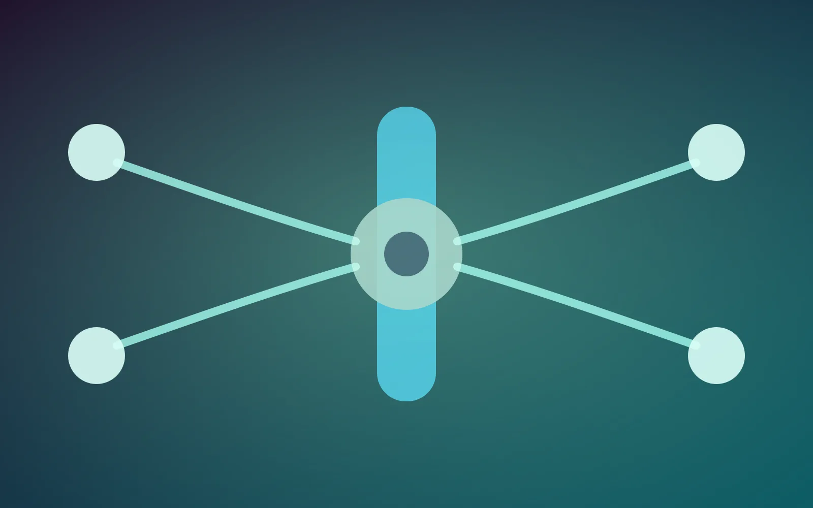 中央の開発経路に向かう複数の流れが境界で遮られ、外周の細かな漏えい片が回収される抽象図